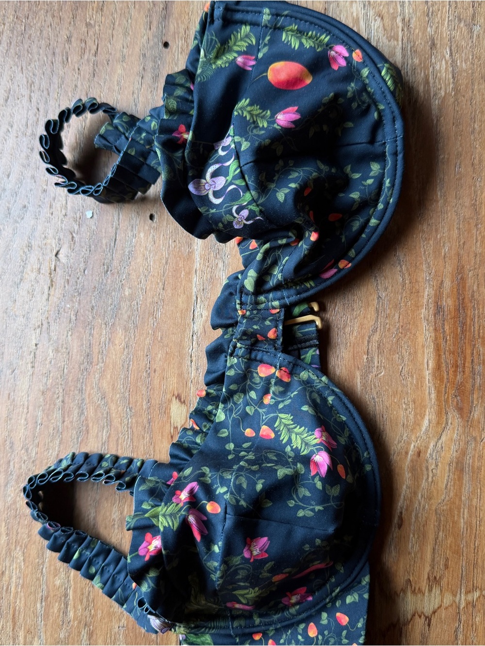 Aqua Bendita- Vera Bouquet Black Floral Bikini Top - Picture 2 of 3